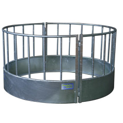 Round pasture hay rack with straight railing