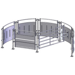 Semi-circular module with circular forcing area and posts on anchored plates